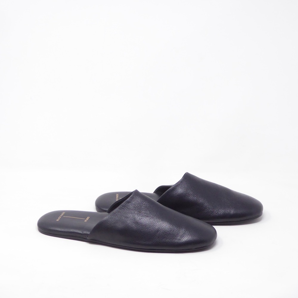 Black Suede Studio Shilo Slippers Womens Slides Black Leather Mules 39 / 8.5